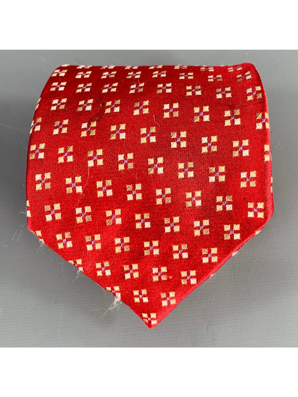 ERMENEGILDO ZEGNA Red Yellow Squares Silk Tie